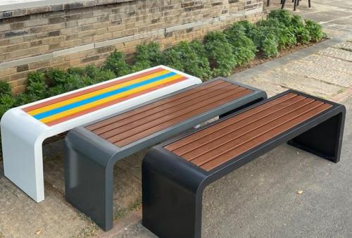 Premium Park Benches – Stainless Galvanized Steel & Natural Wood/Composite Blend